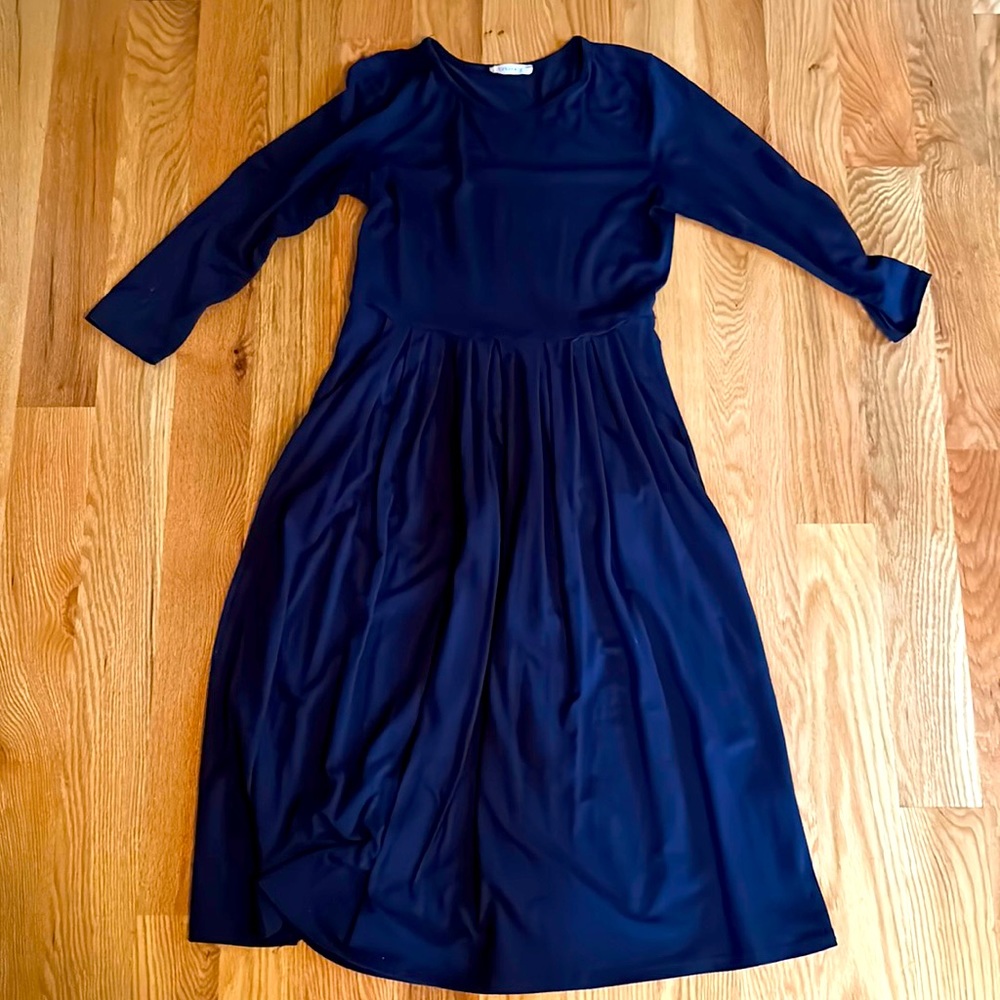 Reborn Dress with 3/4 length sleeves, Navy, Size Small